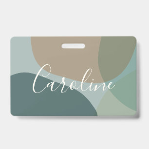Badge Formes Abstraites en Turquoise Nom en Écriture Per