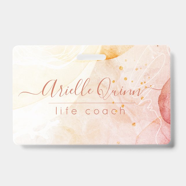 Badge Formes aquarelles abstraites Rose script Coach de  (Avant)