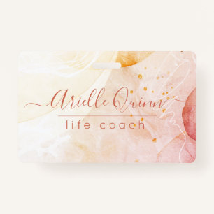 Badge Formes d'aquarelle Abstraite Rose Script Life Coac