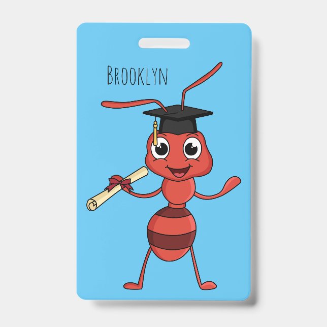 Badge Fourmi rouge de dessin animé mignonne et heureuse (Avant)
