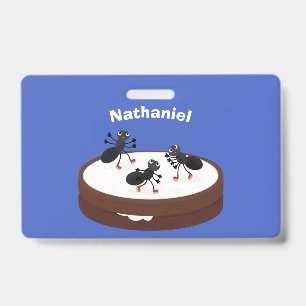 Badge Fourmis heureuses patinant sur un dessin animé de 