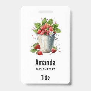 Badge Fraises fraîchement cueillies dans un seau