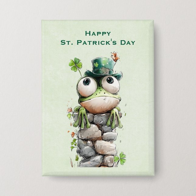 Badge Frog with Green Hat Cute St. Patrick's Day (Recto)