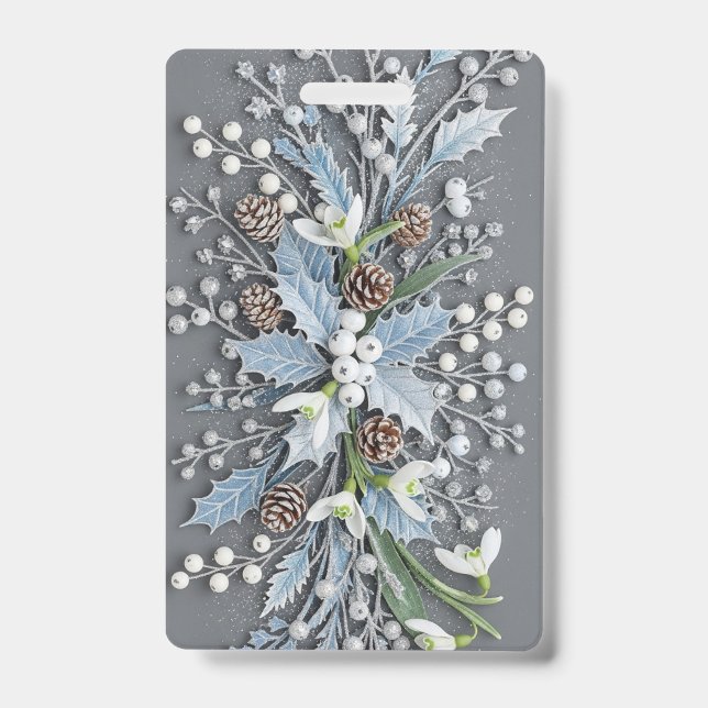 Badge Frosted Winter Snowdrop Floral Arrangement (Avant)