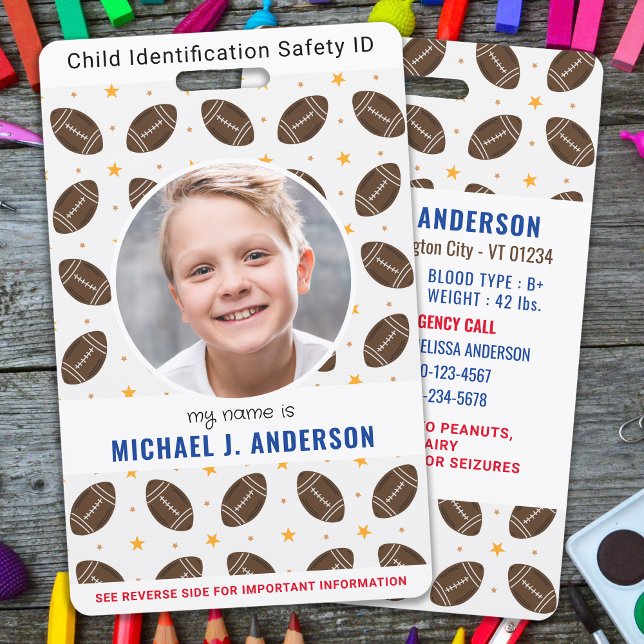 Badge Fun Football Sports Personnalisé Photo moderne ID  (Créateur téléchargé)