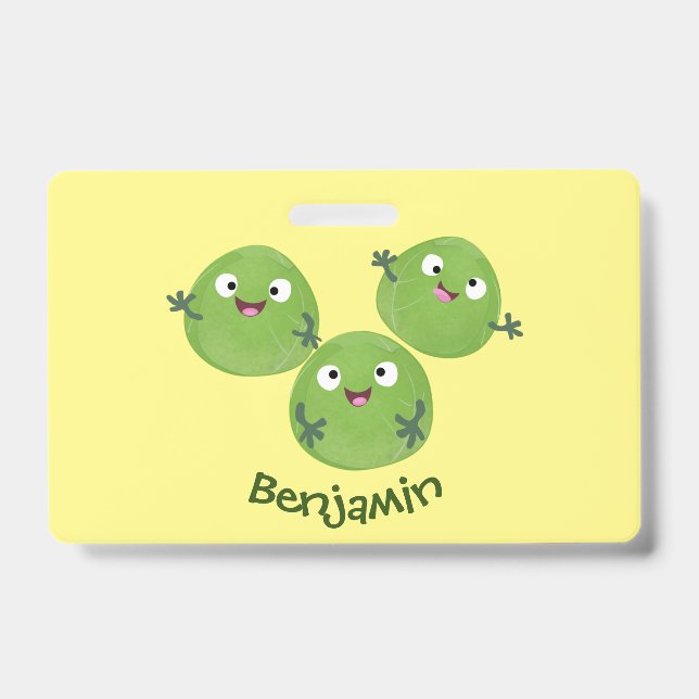 Badge Funny Brussels sprouts légumes caricature (Avant)