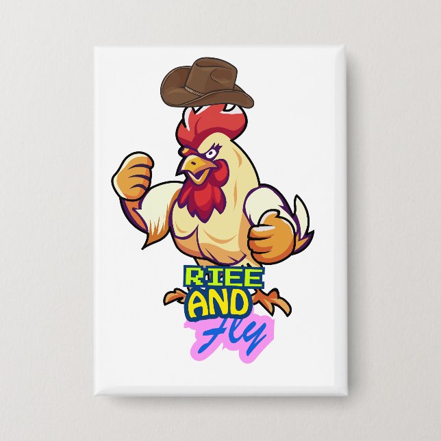 Badge Funny Chicken Rise and Fly” T-Shirt (Recto)