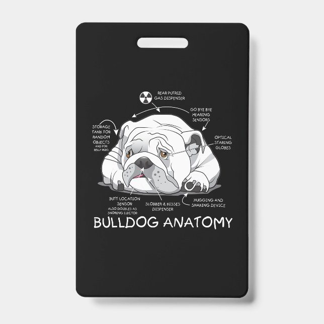 Badge Funny Cute English Bulldog Anatomie de la biologie (Face)