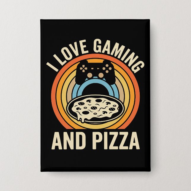 Badge Funny Gamer Pizza Gaming Video Game Enthusiast Boy (Recto)