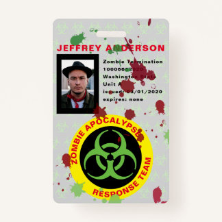 Badge Funny Gory Zombie Apocalypse ID d'équipe de répons