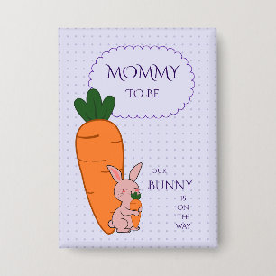 Badge Futur Maman Cute Bunny & Carrot Baby Shower
