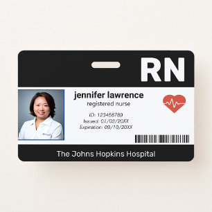 Badge [fuzzy]Noir   Code photo de l'employé Médicale de 