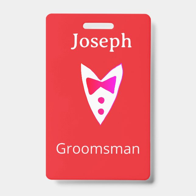 Badge garçon d'honneur ajoutez nom année chemise cravate (Avant)