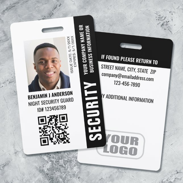 Badge Garde de sécurité ID personnalisé Code QR Photo No (Créateur téléchargé)