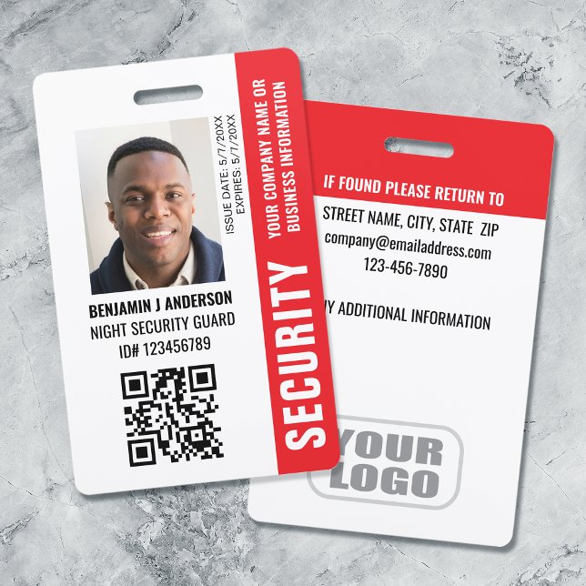 Badge Garde de sécurité ID personnalisé Code QR Photo No (Créateur téléchargé)