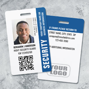 Badge Garde de sécurité ID personnalisé Code QR Photo No