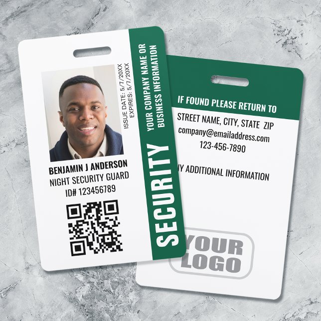 Badge Garde de sécurité ID personnalisé Code QR Photo No (Créateur téléchargé)