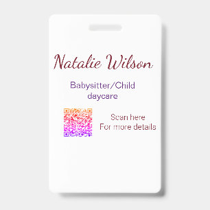Badge Garde d'enfants nounou ajouter nom détails q
