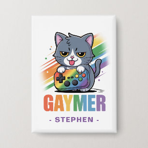 Badge Gaymer - Rainbow Gaming Cat avec console LGBTQ 2