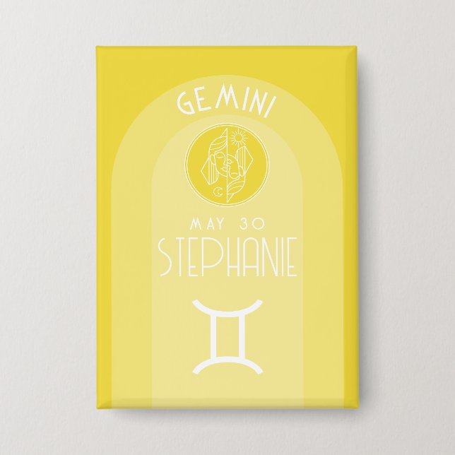 Badge Gemini Astrologie Zodiac Sign Photo Personnalisée  (Recto)