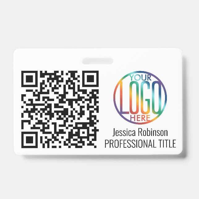 Badge Générateur de code QR & Votre logo non-photo blanc (Avant)