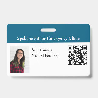 Badge générique sarcelle avec photo d'identité hor