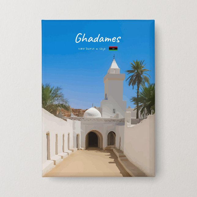 Badge Ghadames, Libye - Mosquée Blanche (Recto)
