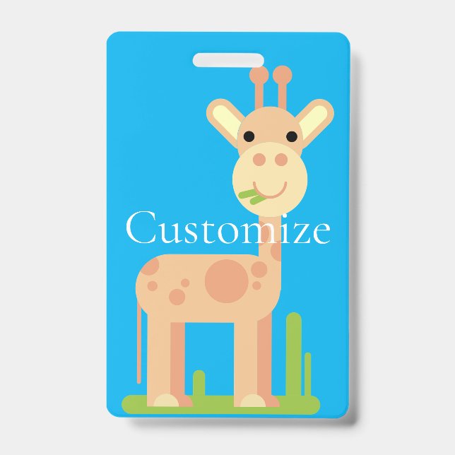 Badge Girafe mignonne en train de mâcher  Thunder_Cove (Avant)
