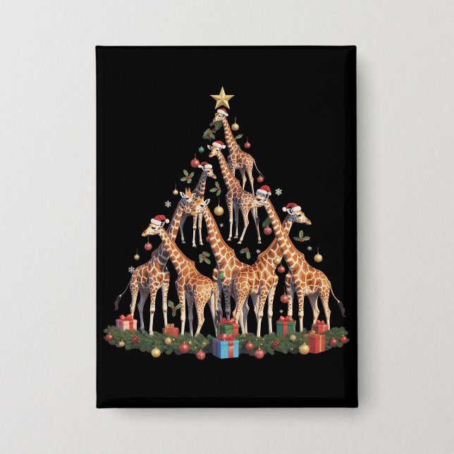 Badge Girafe sapin de Noël Père Noël African Wildlife Fa (Recto)