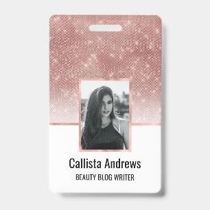 Badge Girl Faux Rose Parties scintillant de séquence or