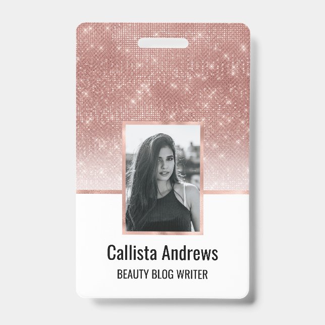 Badge Girl Faux Rose  Parties scintillant de séquence or (Avant)