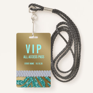 Badge Girly Turquoise Parties scintillant Femme VIP Acce