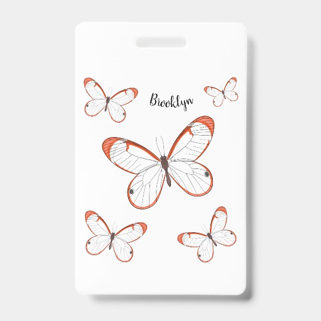 Badge Glasswing butterfly cartoon illustration  (Avant)