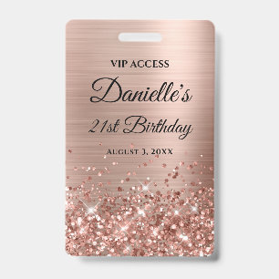 Badge Glittery Rose Gold Foil Moderne 21e anniversaire