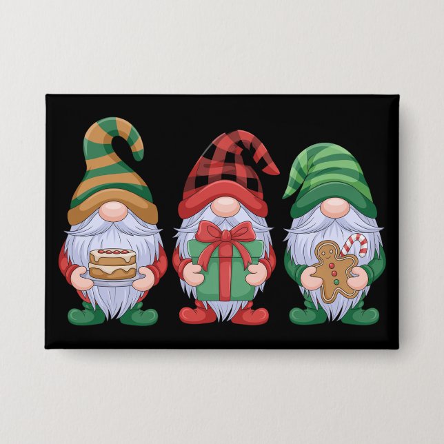 Badge Gnome Noël Gnomes Mignons Gnomies Vacances  (Recto)