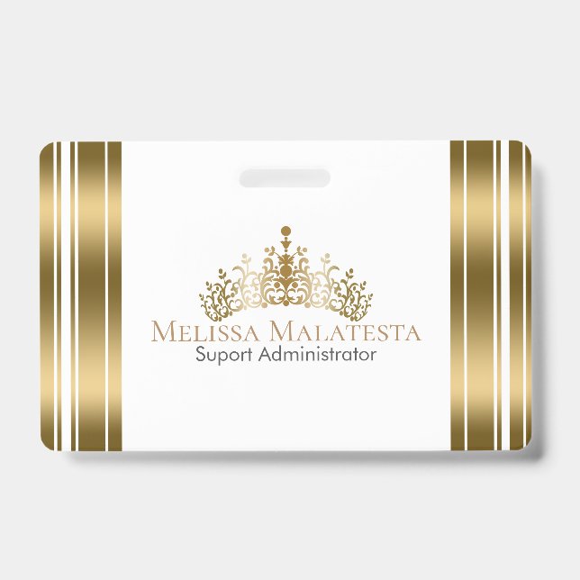 Badge Gold Crown & Stripes Design moderne (Face)