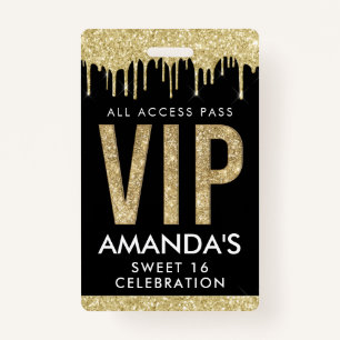 Badge Gold Drip personnalisable VIP All Access