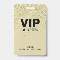 Gold Parties scintillant VIP All Access Pass ID d'