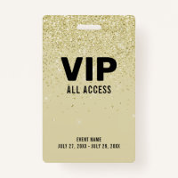 Gold Parties scintillant VIP All Access Pass ID d'