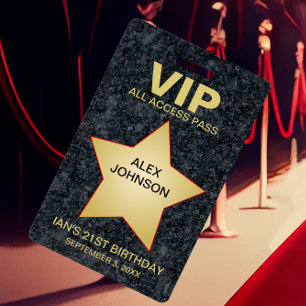 Badge Gold Star Hollywood VIP Pass Party Favoriser