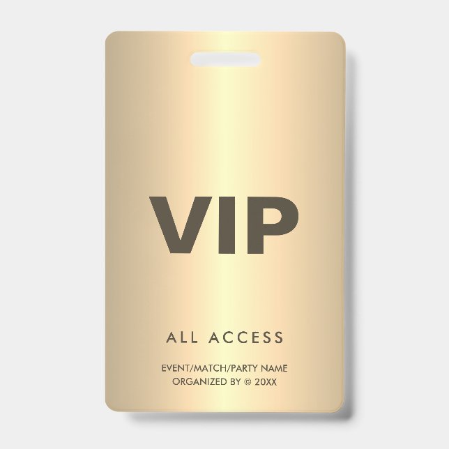 Badge Gold VIP All Access Event Concert Match Party QR (Avant)