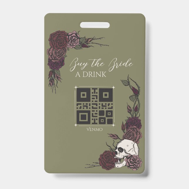 Badge Gothic Olive Green Skull Buy the Bride a Drink (Avant)