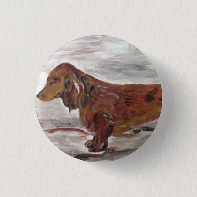 Badge Goupille de peinture de teckel par (Devant)