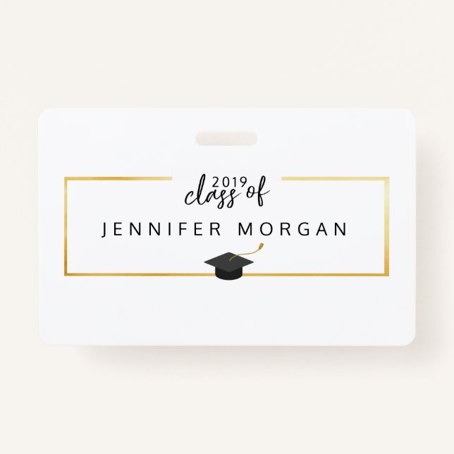 Badge Graduation Gold Faux Foil Élégant (Devant)