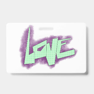 Badge graffiti d'amour violet vert menthe typographie po