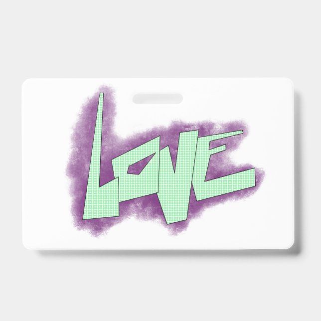 Badge graffiti d'amour violet vert menthe typographie po (Avant)