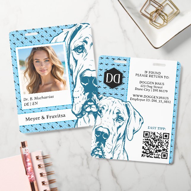Badge Grand Danois logo sophistiqué QR Code (Bureau)