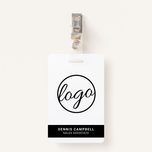 Badge Grand logo professionnel noir et blanc (Devant avec clip)