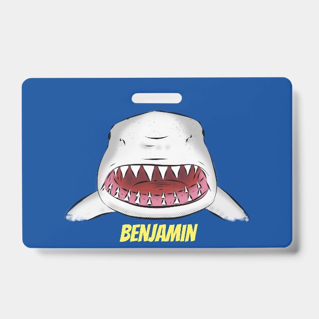 Badge Grand requin blanc moyen dessin animé (Avant)