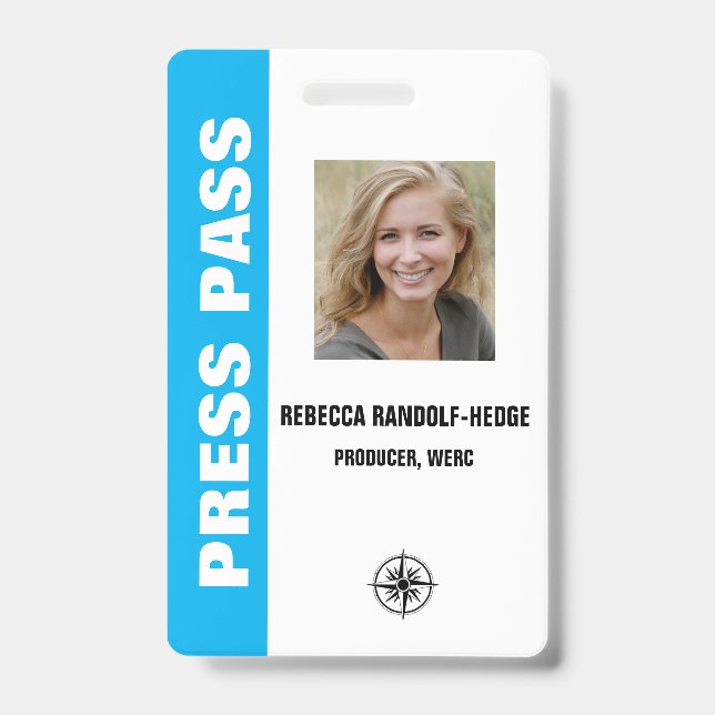 Badge Grand texte SPÉCIAL EVENT PRESSE PASS et I.D. phot (Face)